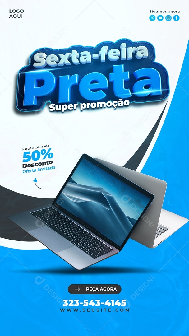 Story Sexta Feira Preta Loja de Eletrónicos Notebook Social Media PSD Editável