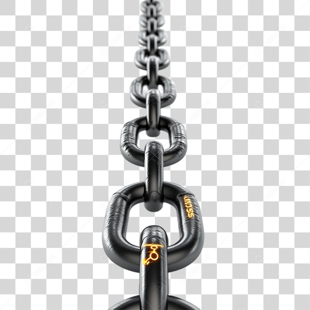 Elemento 3D Corrente de Metal PNG Transparente