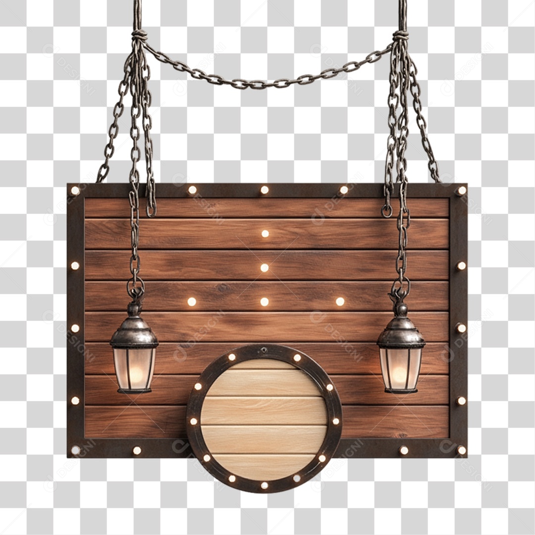 Elemento 3D Placa de Madeira PNG Transparente