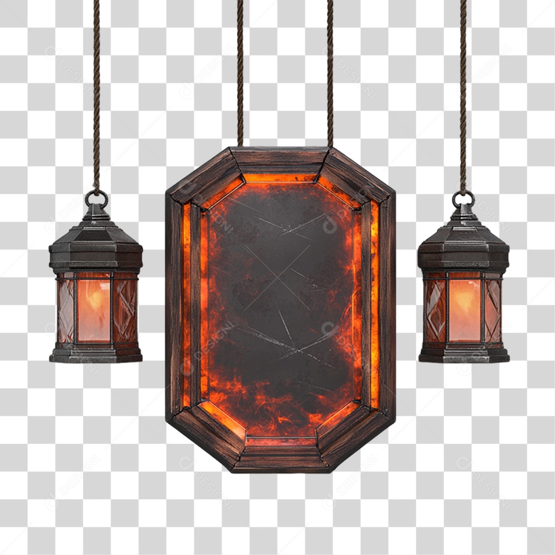 Placa de Metal com Luzes PNG Transparente