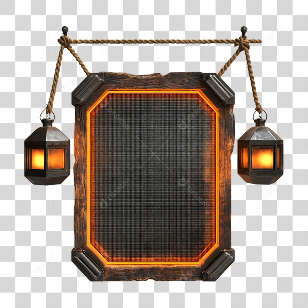 Placa de Metal com Luzes PNG Transparente