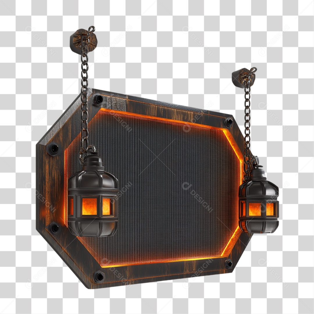 Placa de Metal com Luzes PNG Transparente