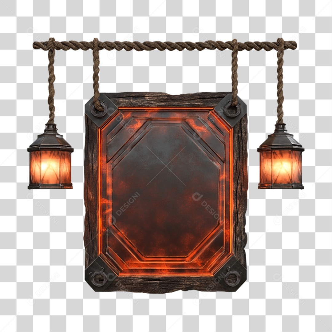Placa de Metal com Luzes PNG Transparente