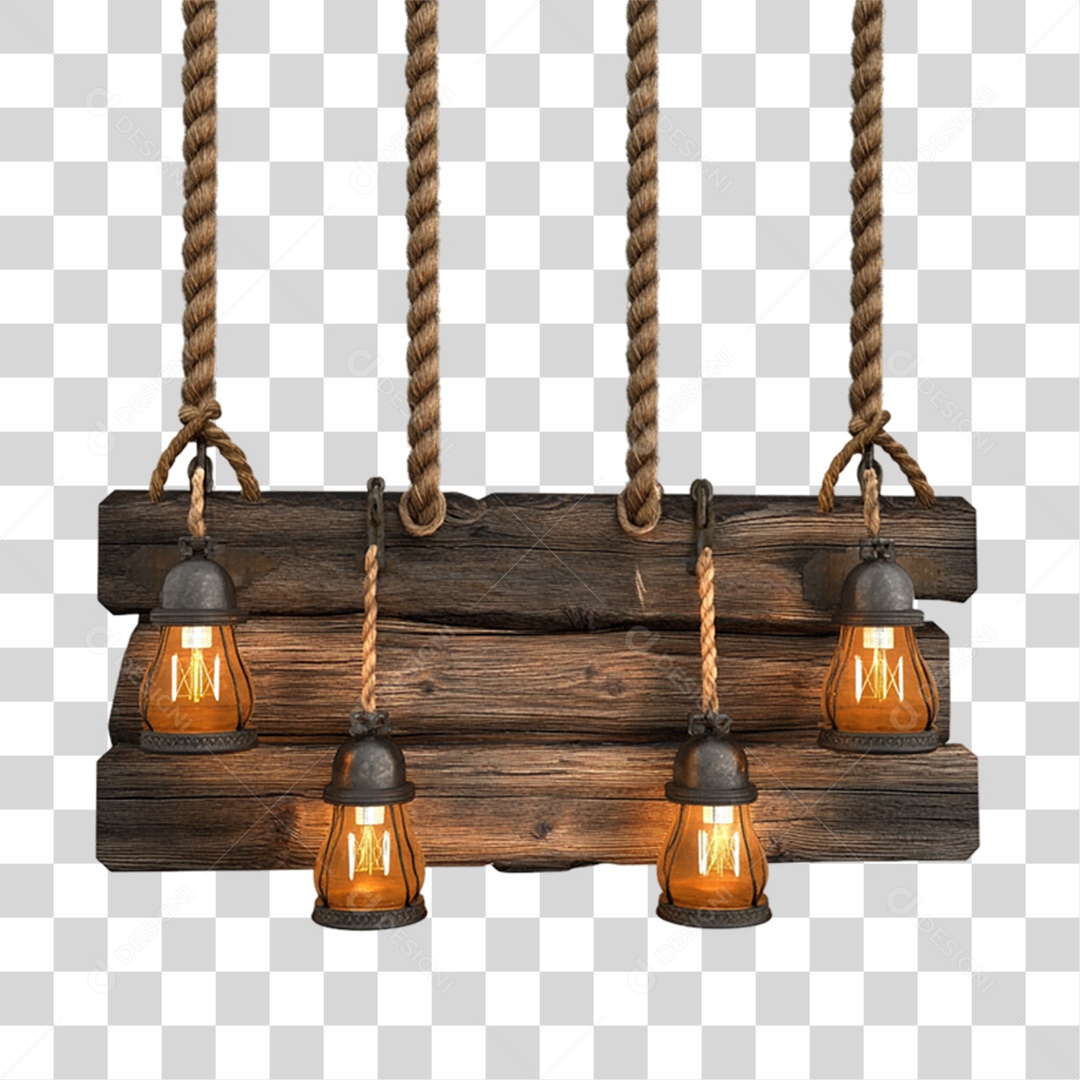 Placa de Madeira com Luzes PNG Transparente