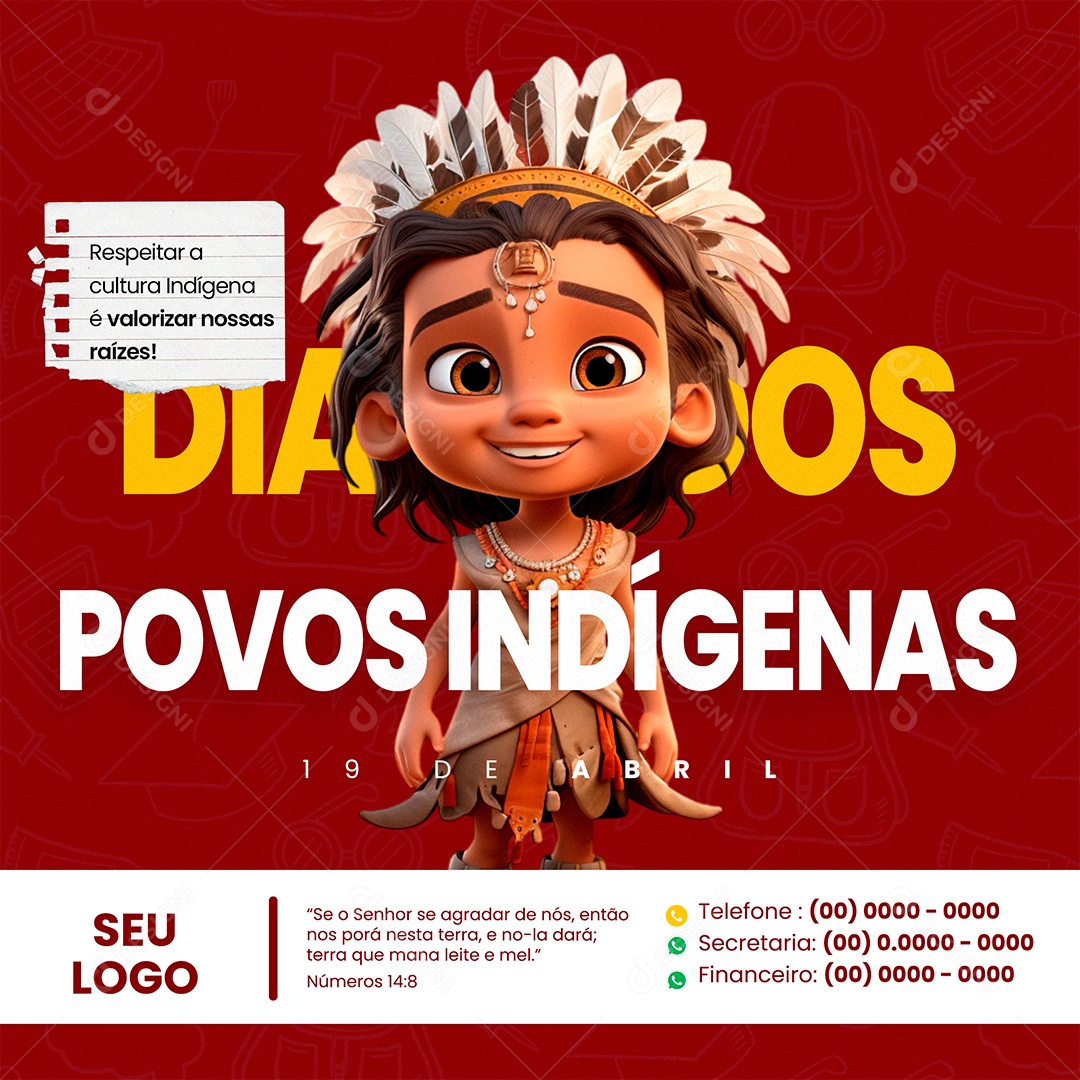 Dia dos Povos Indígenas 19 de Abril Social Media PSD Editável