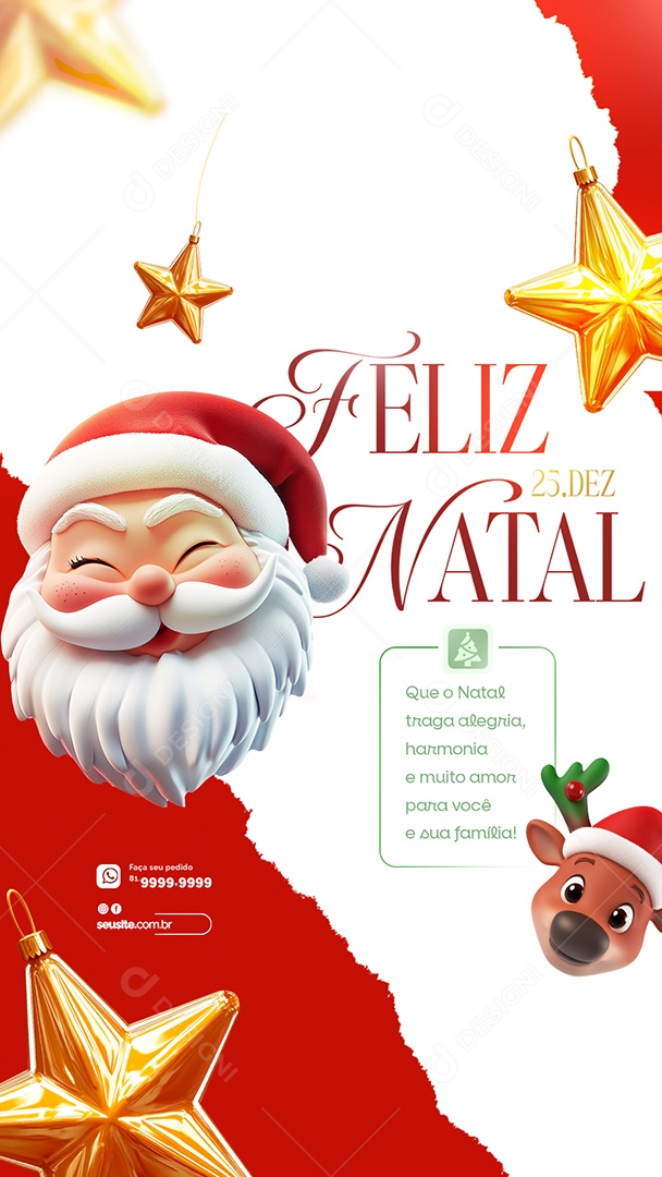 Story Feliz Natal 25 de Dezembro Que o Natal Traga Alegria Social Media PSD Editável