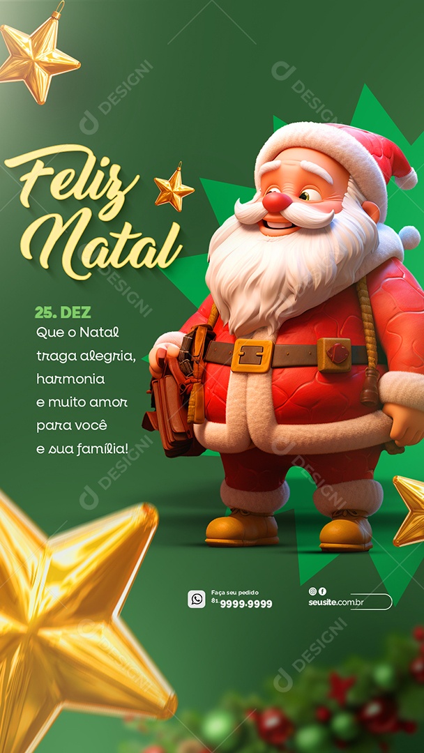 Story Feliz Natal 25 de Dezembro Que o Natal Traga Alegria Social Media PSD Editável