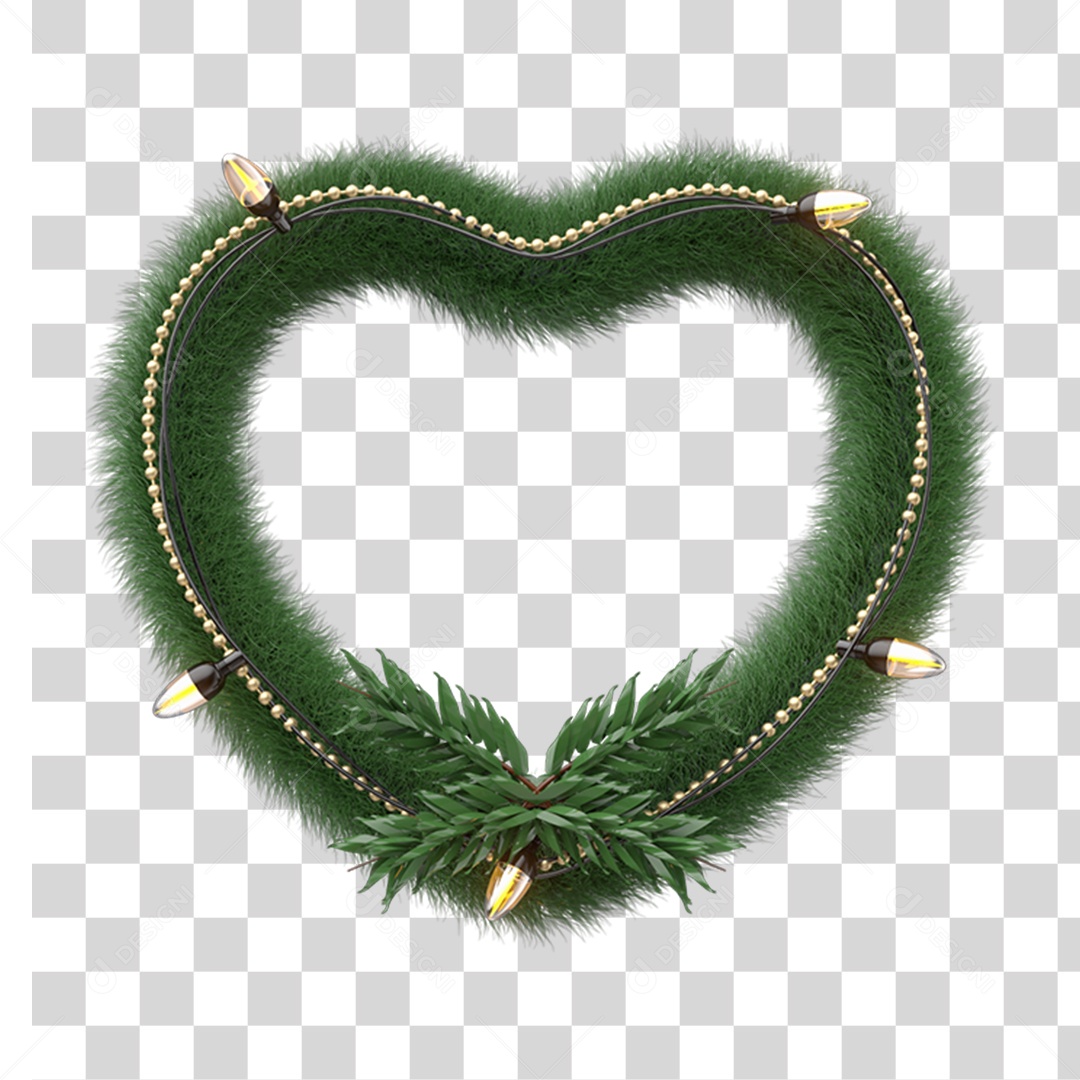 Elemento 3D Coração Enfeite de Natal PNG Transparente