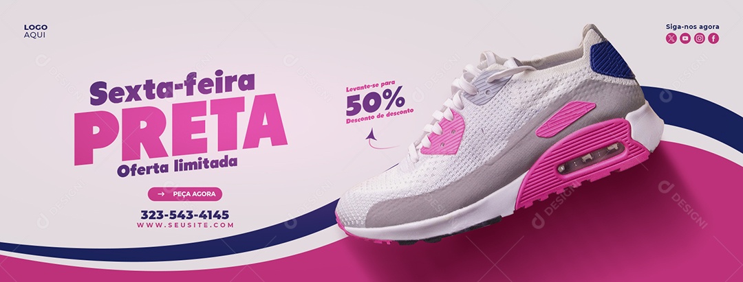 Banner Sexta Feira Preta Loja de Calçados Social Media PSD Editável