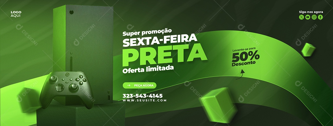 Banner Sexta Feira Preta Loja de Eletrónicos Video Game Social Media PSD Editável