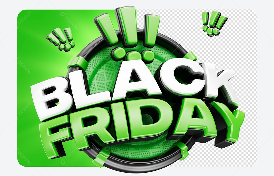 Selo 3D Black Friday Verde para Composição PSD