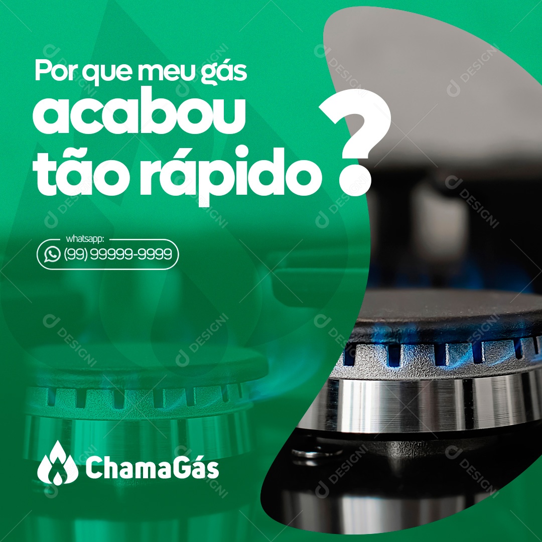 Distribuidora de Gás Porque Meu Gás Acabou Tão Rapído Social Media PSD Editável