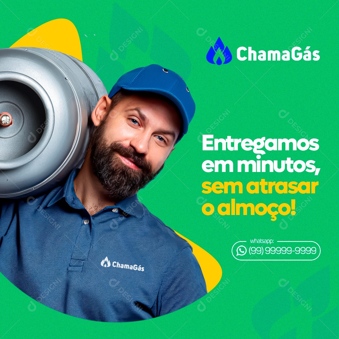 Distribuidora de Gás Entregamos Em Minutos Social Media PSD Editável