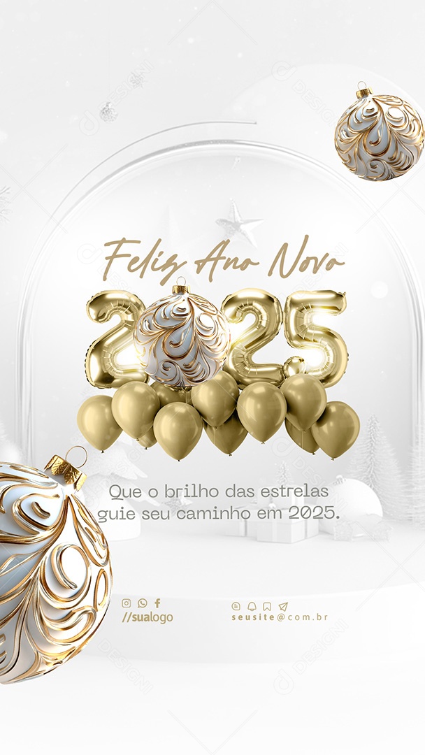 Story Feliz Ano Novo Que o Brilho das Estrelas Guie Seu Caminho Social Media PSD Editável