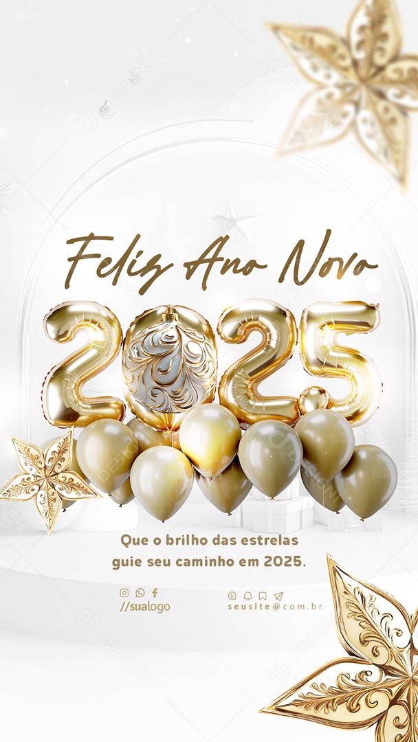 Story Feliz Ano Novo Que o Brilho das Estrelas Guie Seu Caminho Social Media PSD Editável