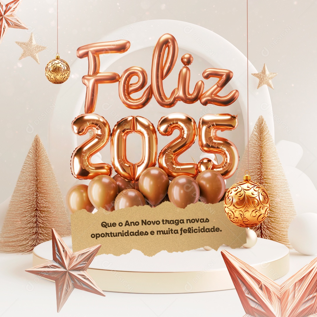 Feliz 2025 Que o Ano Novo Traga Novas Oportunidades Social Media PSD Editável