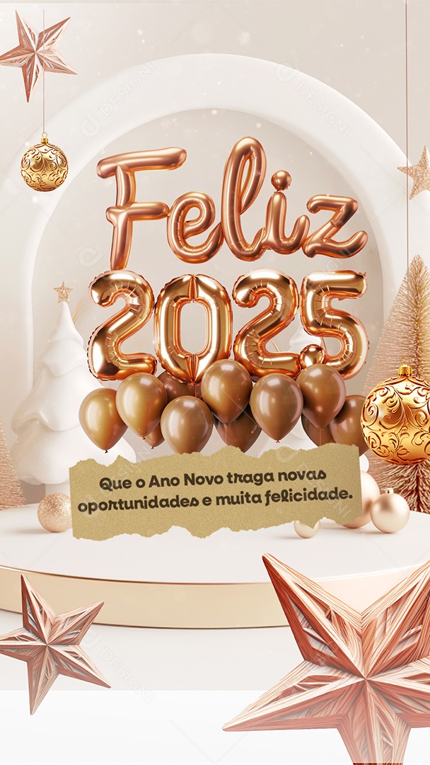 Story Feliz 2025 Que o Ano Novo Traga Novas Oportunidades Social Media PSD Editável