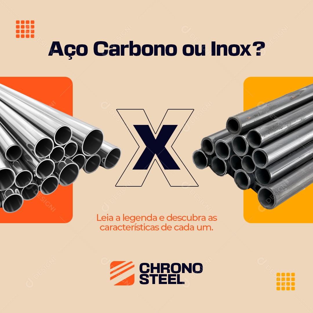 Materiais de Construção Ferragens Aço Carbono ou Inox Social Media PSD Editável