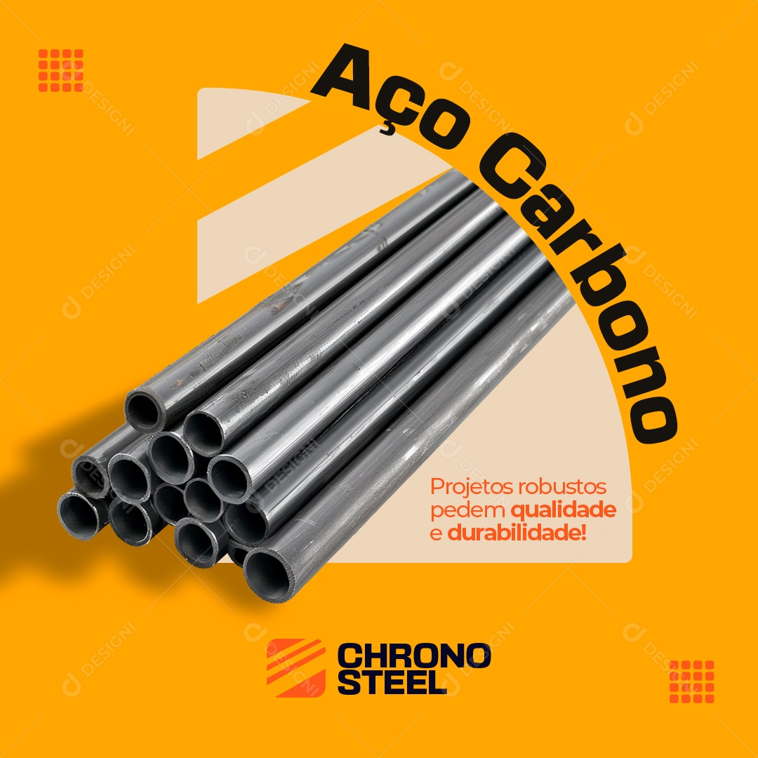 Materiais de Construção Ferragens Aço Carbono Social Media PSD Editável