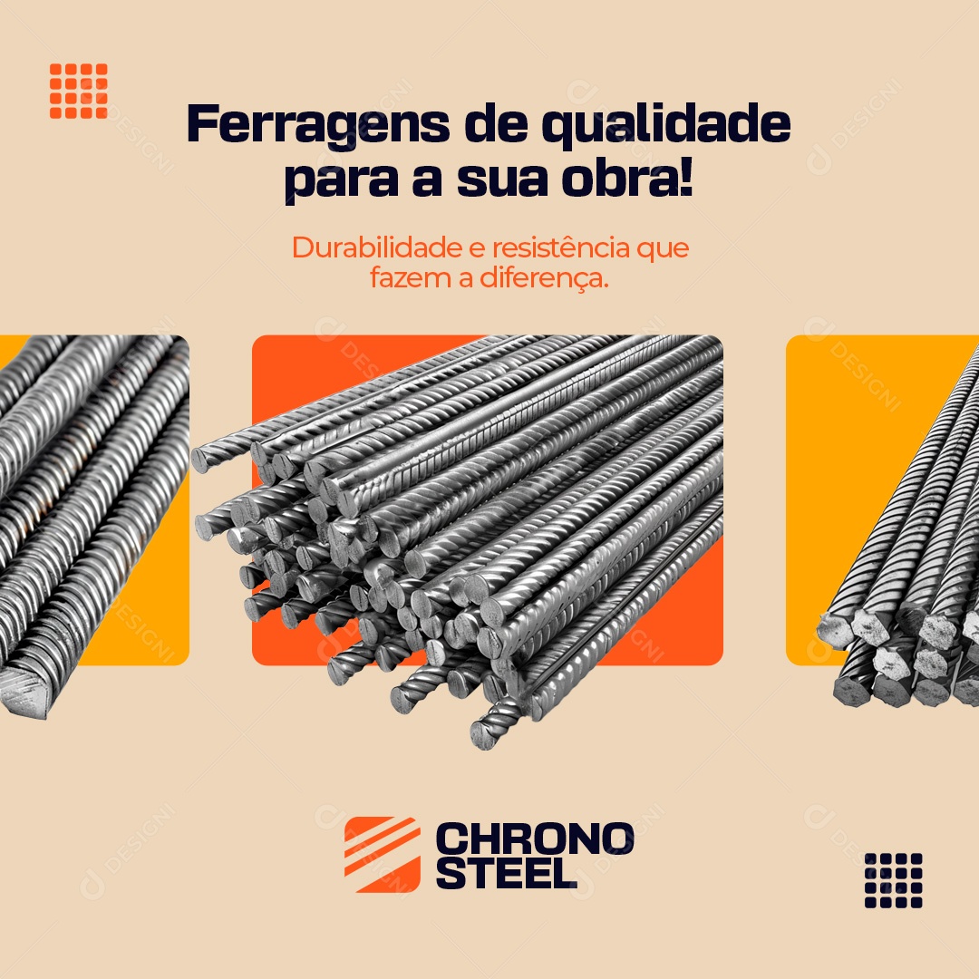 Materiais de Construção Ferragens de Qualidade para A sua Obra Social Media PSD Editável