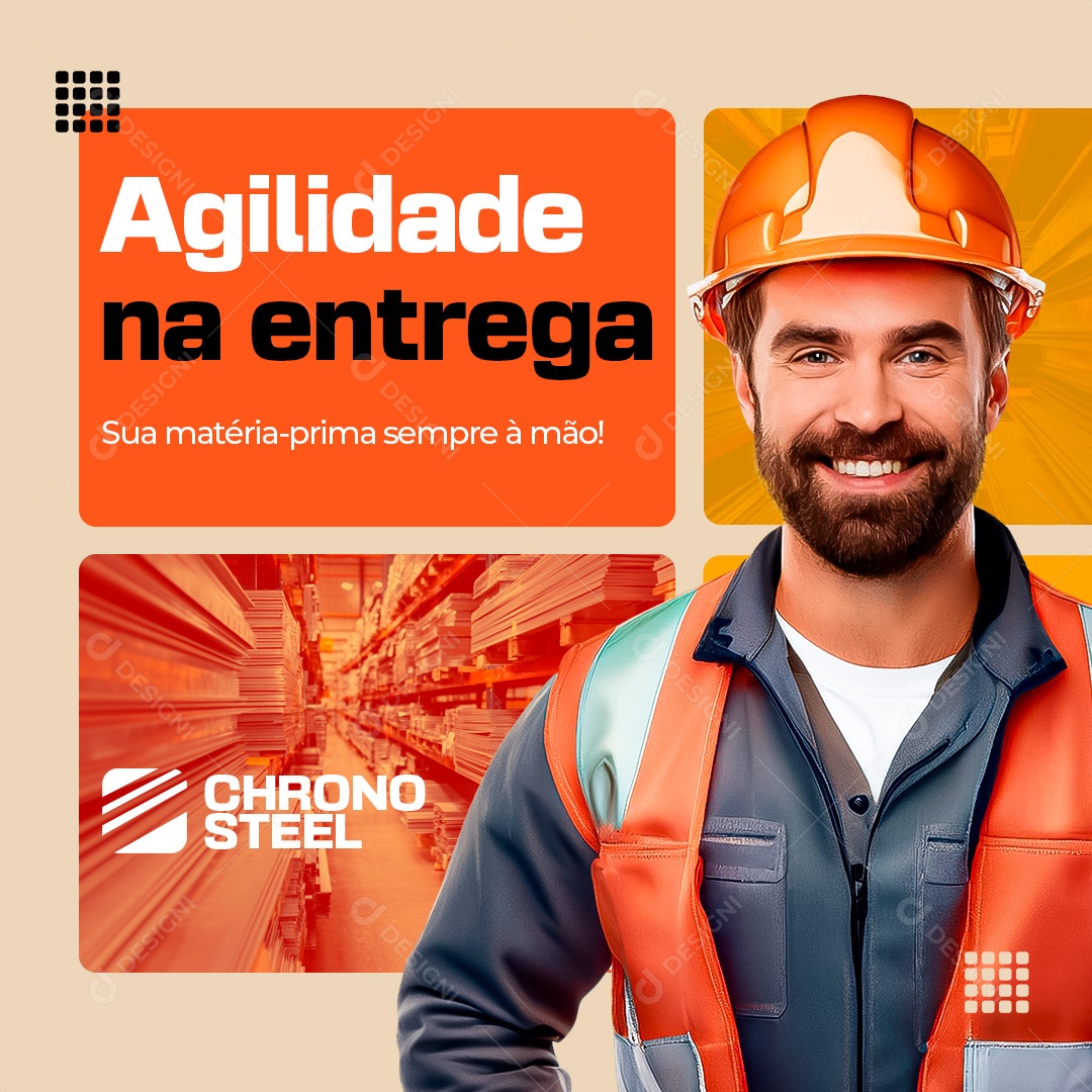 Materiais de Construção Ferragens Agilidade na Entrega Social Media PSD Editável