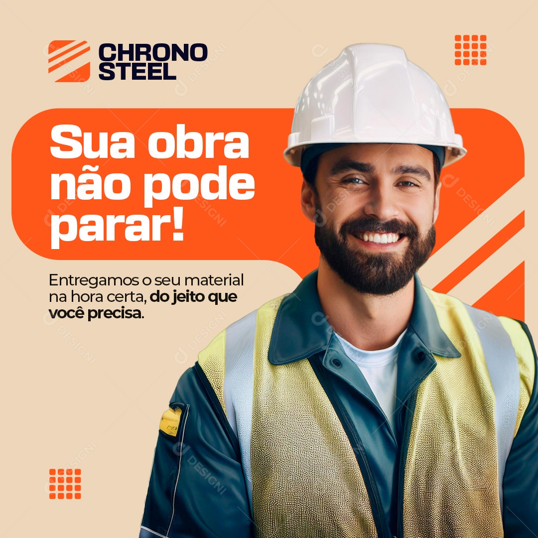 Materiais de Construção Ferragens Sua Obra Não Pode Parar Social Media PSD Editável