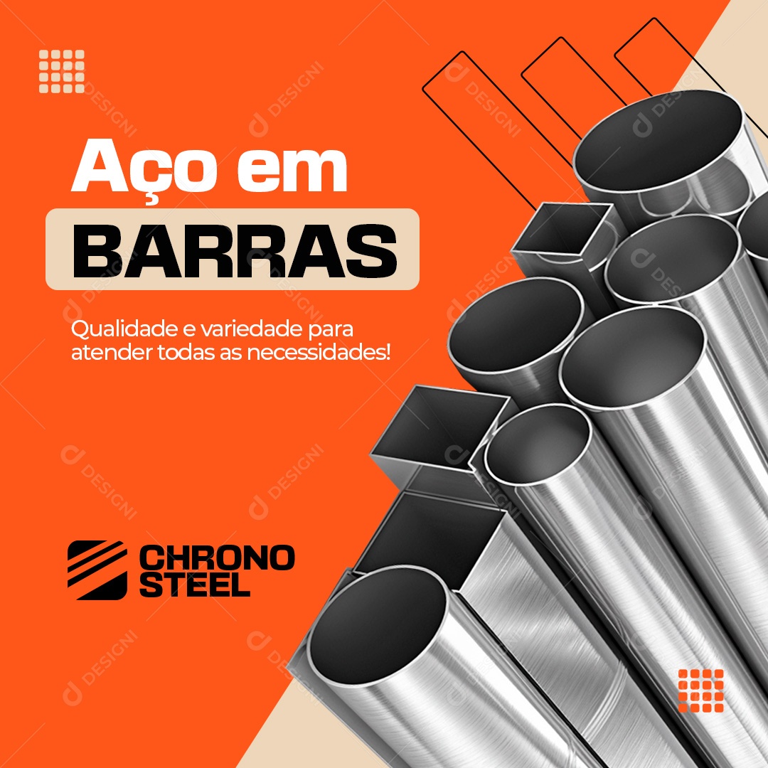 Materiais de Construção Ferragens Aço Em Barras Social Media PSD Editável