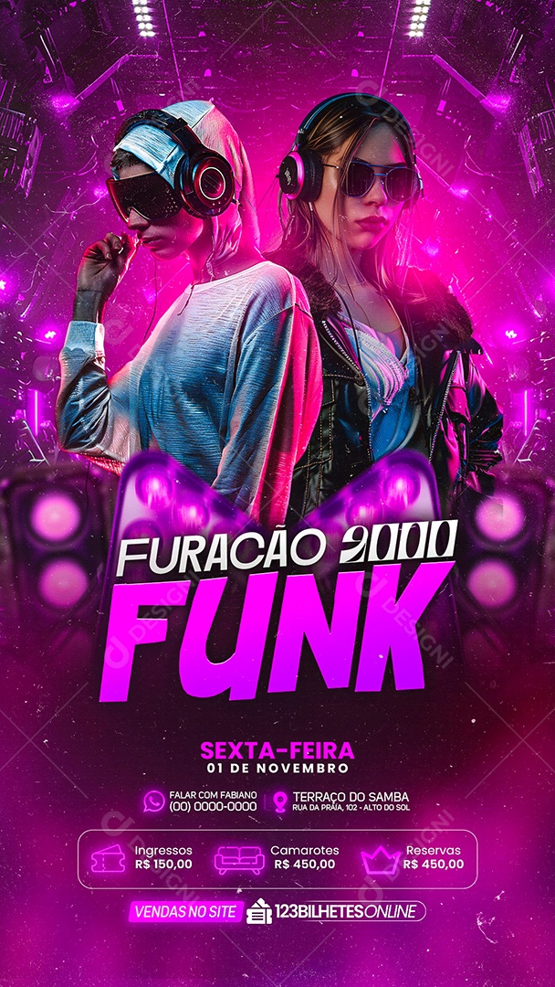 Story Flyer Furação 2000 Funk Social Media PSD Editável
