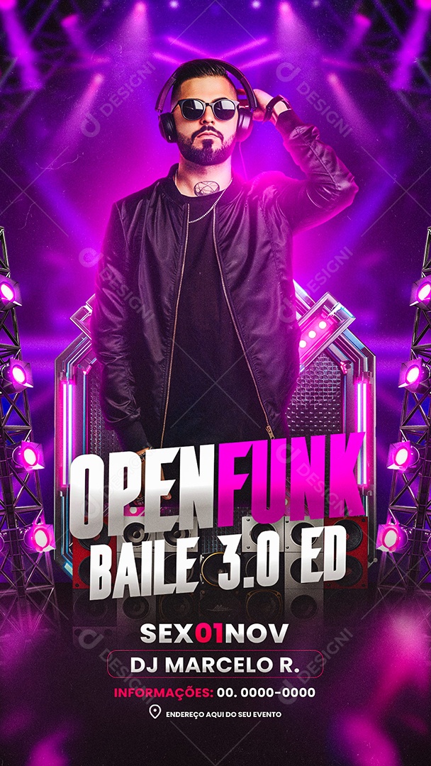 Story Flyer Open Funk Baile Social Media PSD Editável