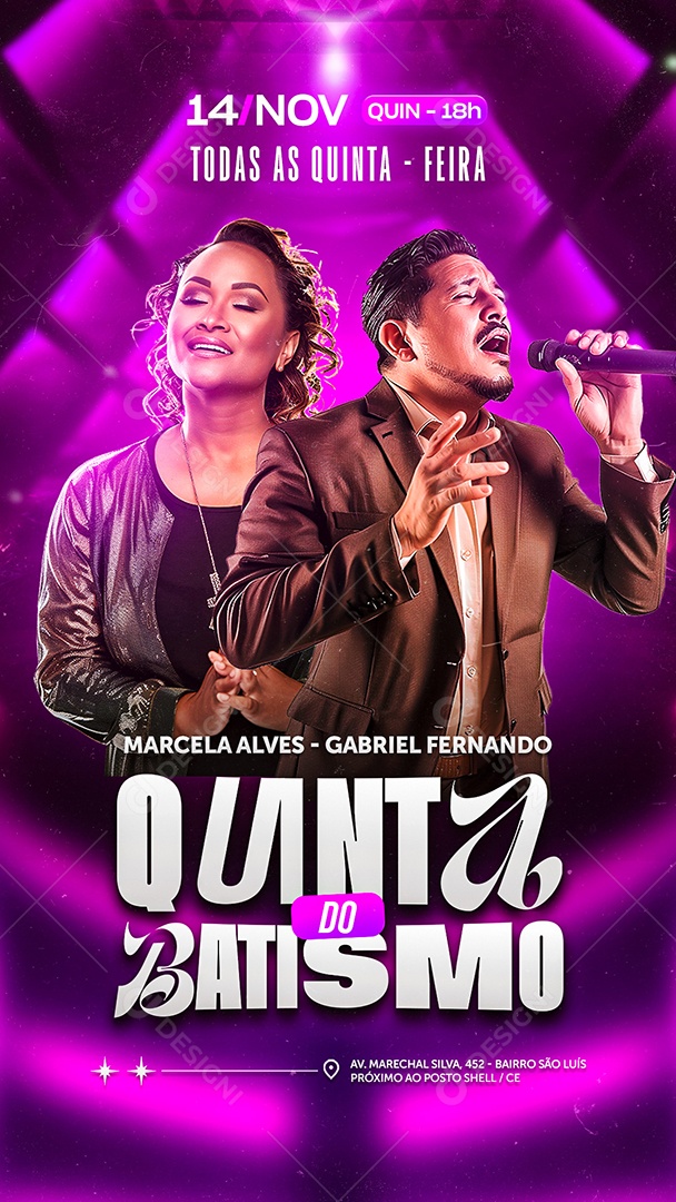 Story Flyer Gospel Quinta do Batismo Social Media PSD Editável