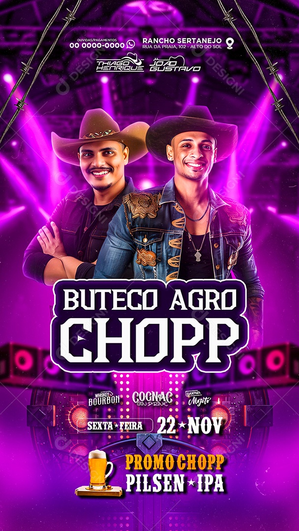 Story  Flyer Buteco Agro Chopp Social Media PSD Editável