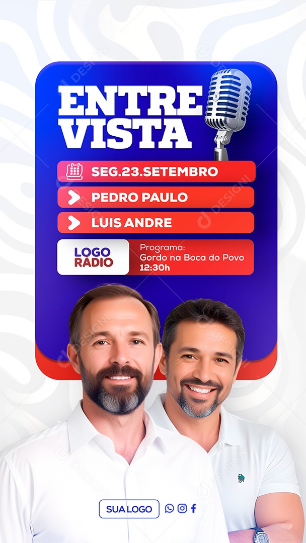 Story Entrevista Rádio Social Media PSD Editável