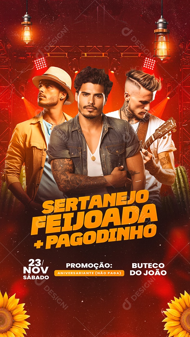 Story Flyer Sertanejo Feijoada Social Media PSD Editável