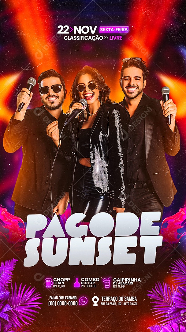 Story Flyer Pagode Sunset Social Media PSD Editável