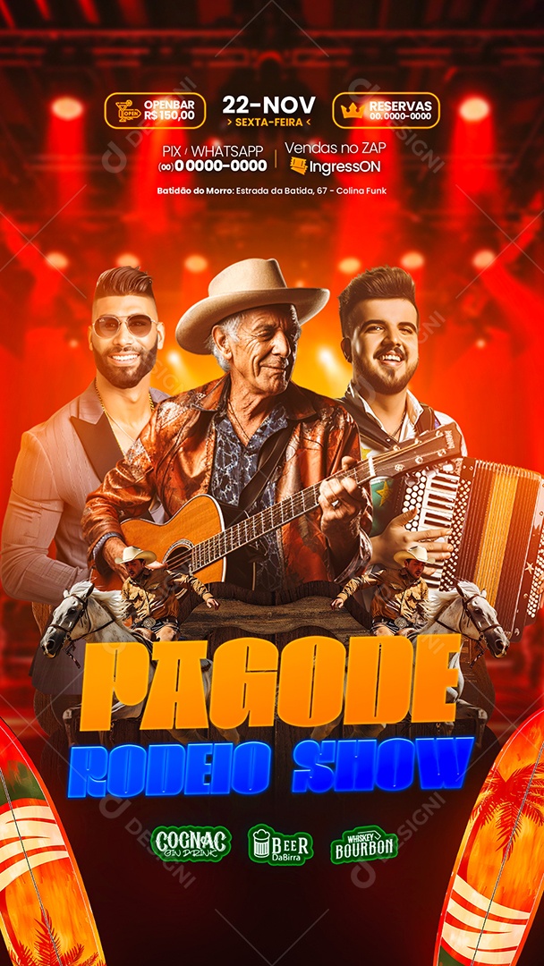 Story Flyer Pagode Rodeio Show Social Media PSD Editável