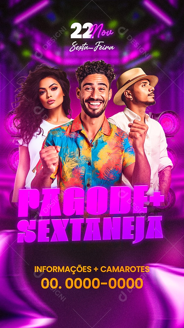 Story Flyer Pagode Mais Sextaneja Social Media PSD Editável