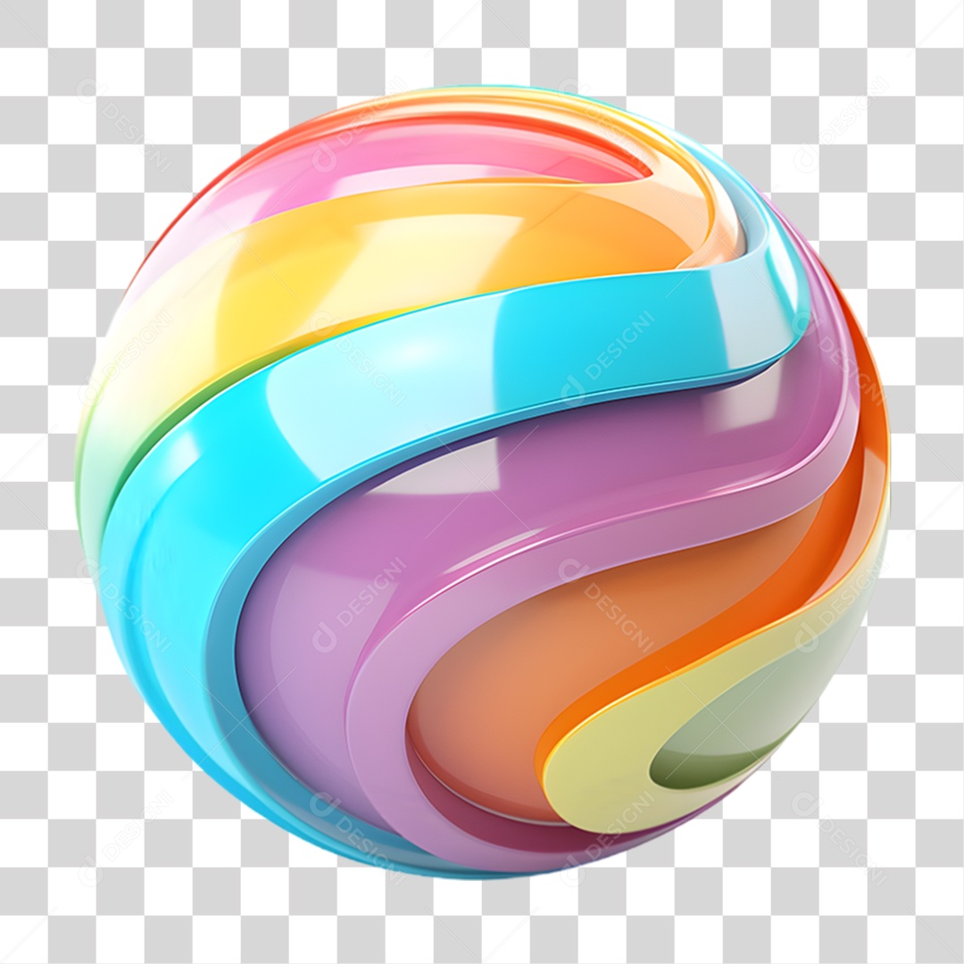 Elemento 3D Bola Colorida PNG Transparente