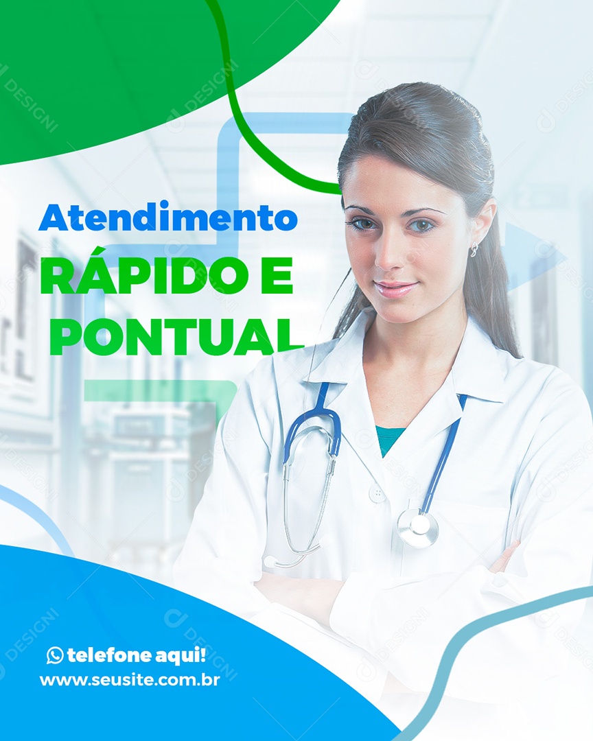 Clínica Médica Atendimento Rápido E Pontual Social Media PSD Editável