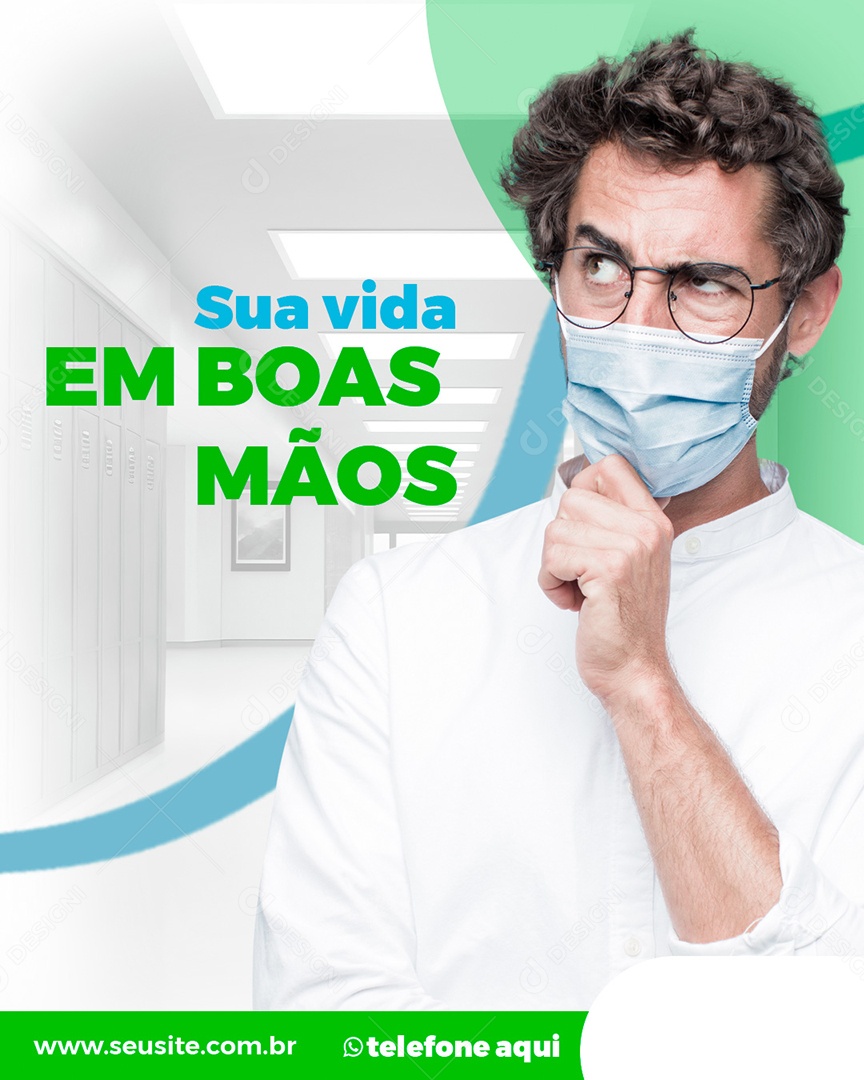 Clínica Médica Sua Vida Em Boas Mãos Social Media PSD Editável