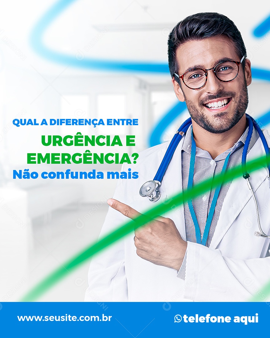 Clínica Médica Qual A Diferença Entre Urgência e Emergência? Social Media PSD Editável