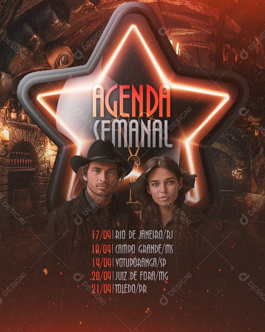 Feed Flyer Agenda Semanal Social Media PSD Editável