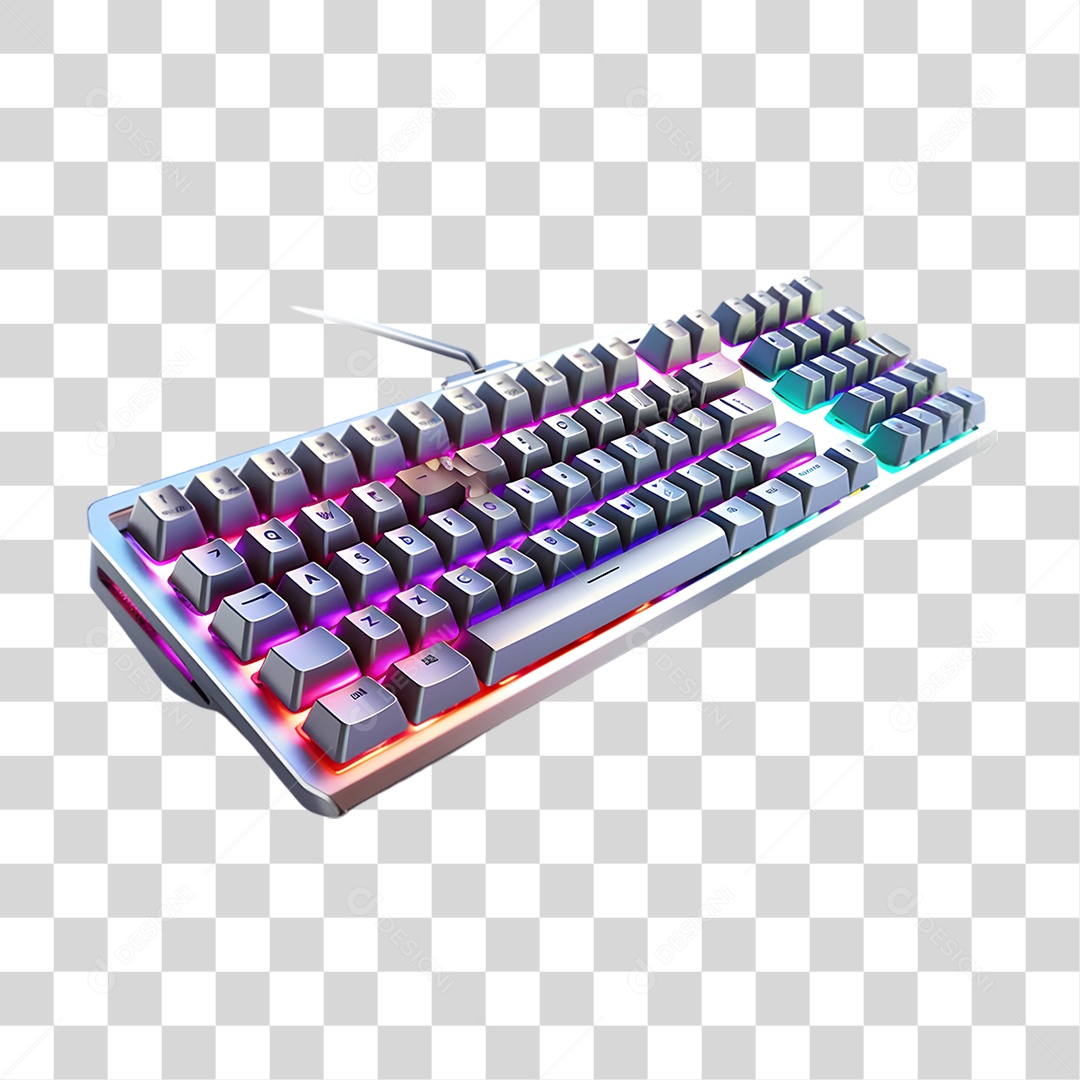 Elemento 3D Teclado Colorido PNG Transparente