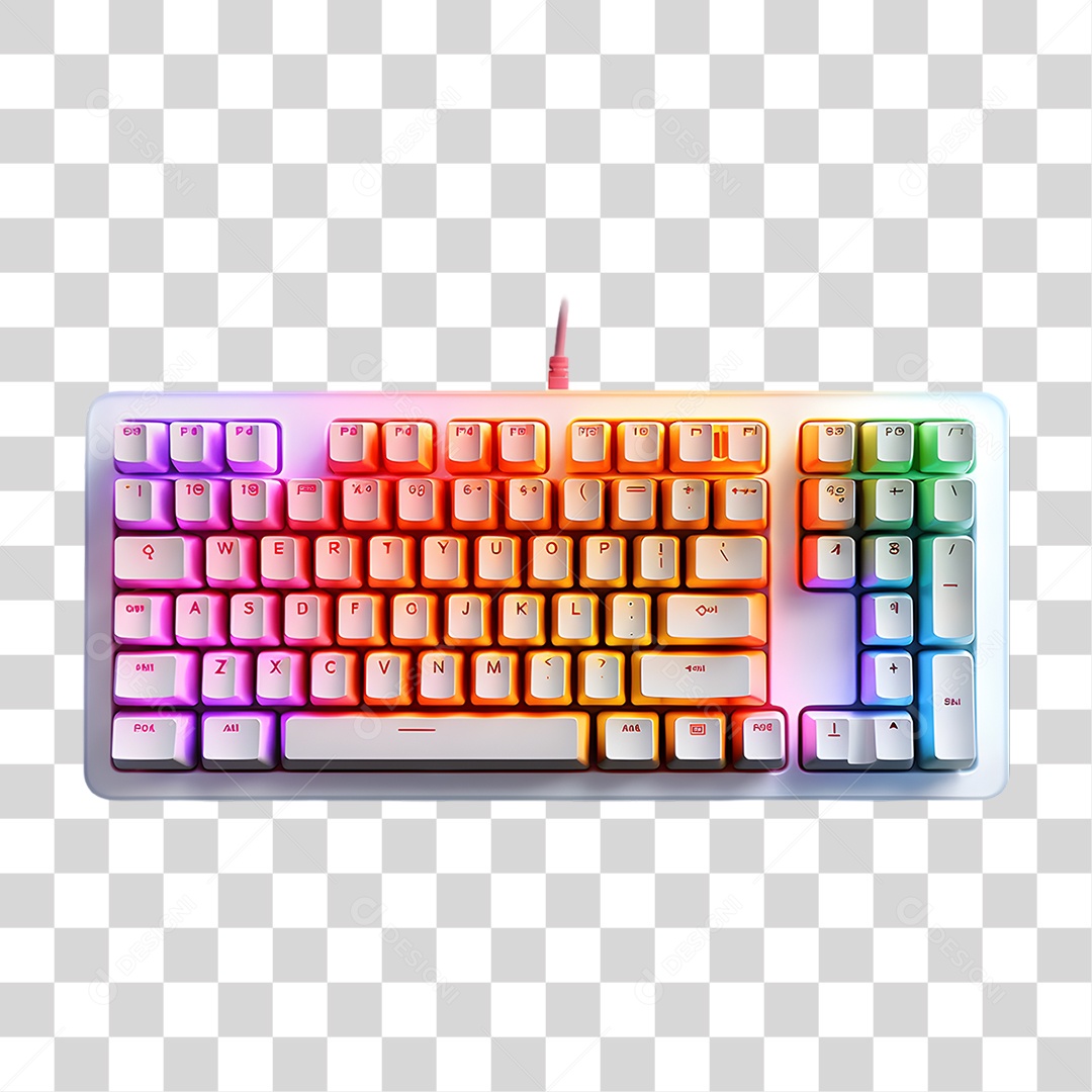 Elemento 3D Teclado Colorido PNG Transparente