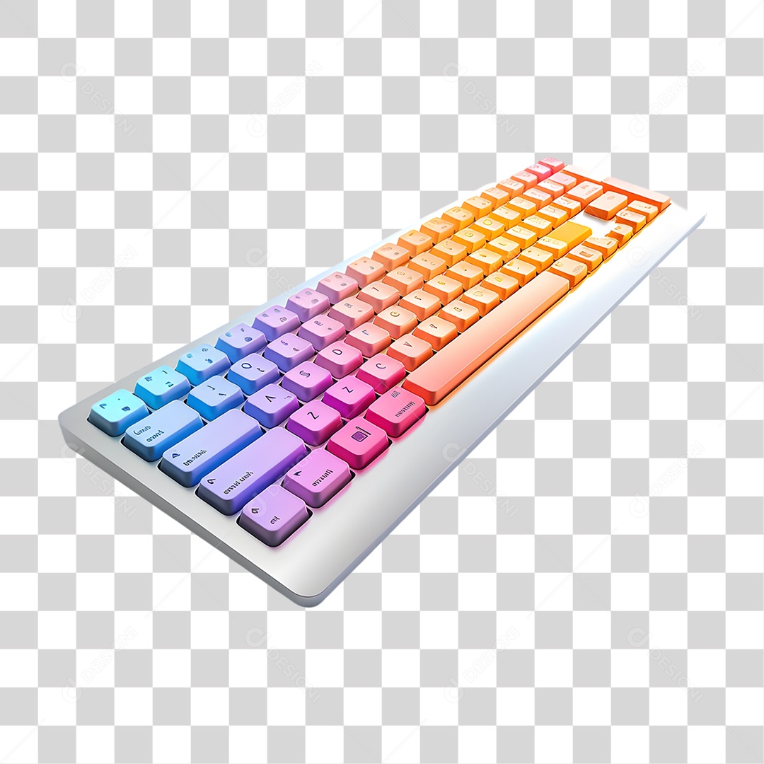 Elemento 3D Teclado Colorido PNG Transparente