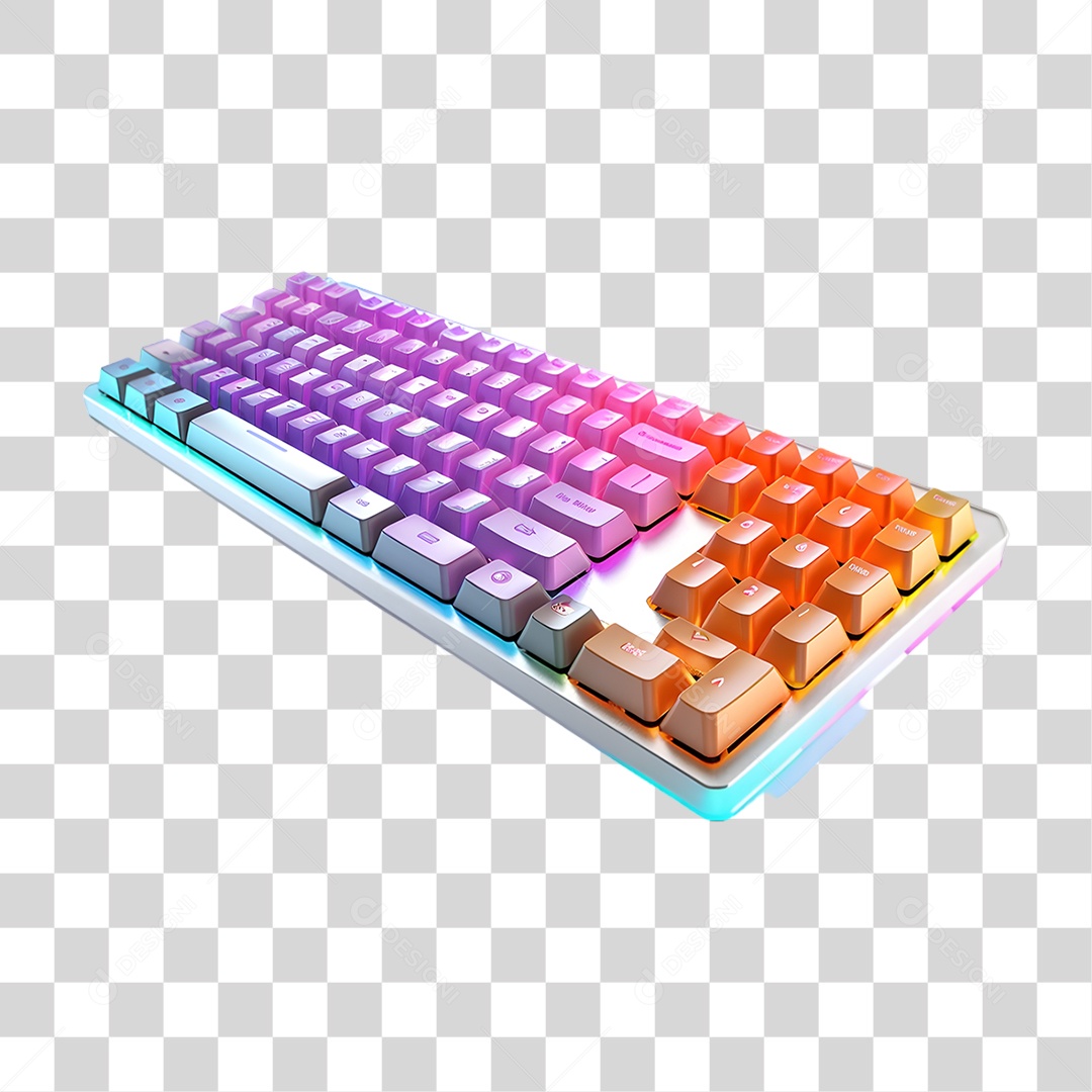 Elemento 3D Teclado Colorido PNG Transparente