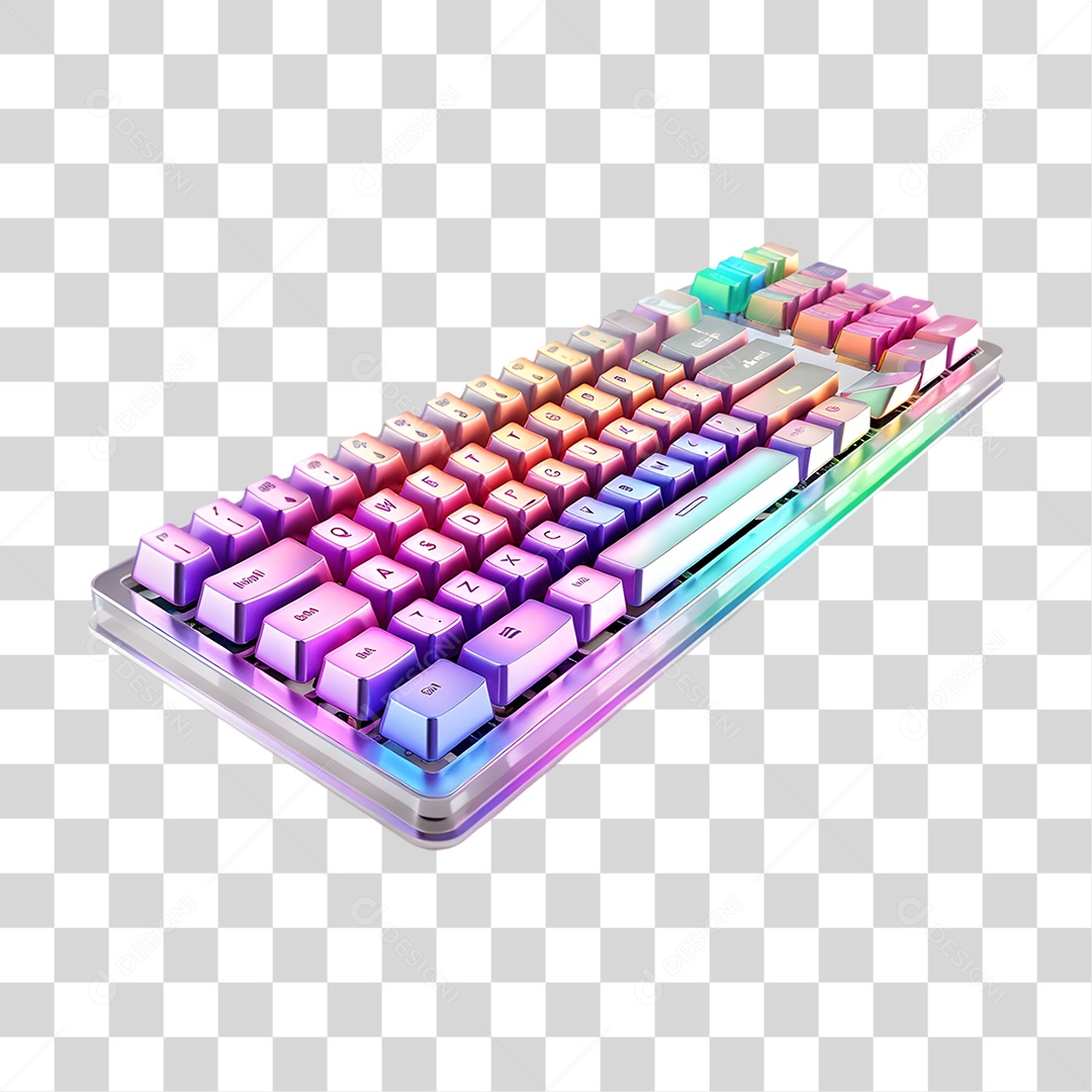 Elemento 3D Teclado Colorido PNG Transparente
