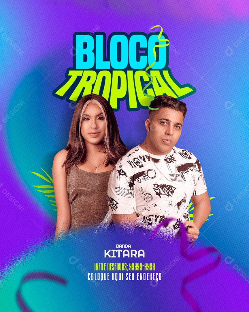 Feed Flyer Bloco Tropical Social Media PSD Editável