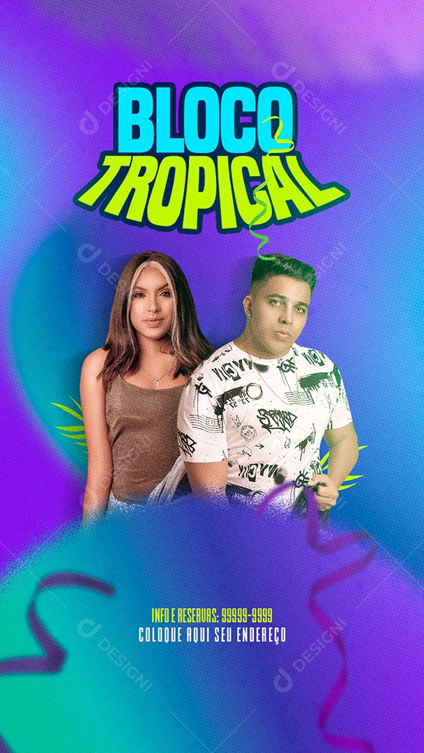 Feed Flyer Bloco Tropical Social Media PSD Editável