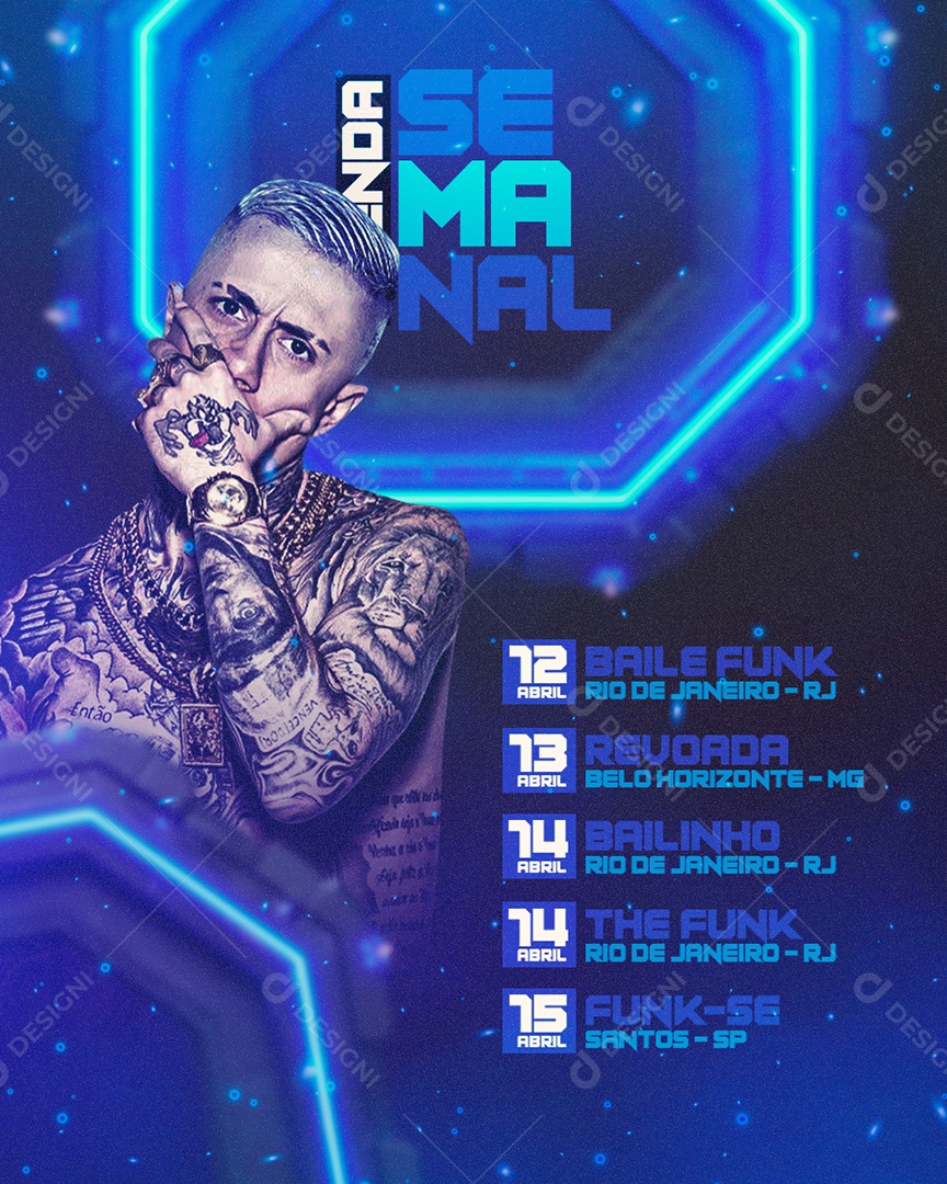 Feed Flyer Agenda Semanal Social Media PSD Editável