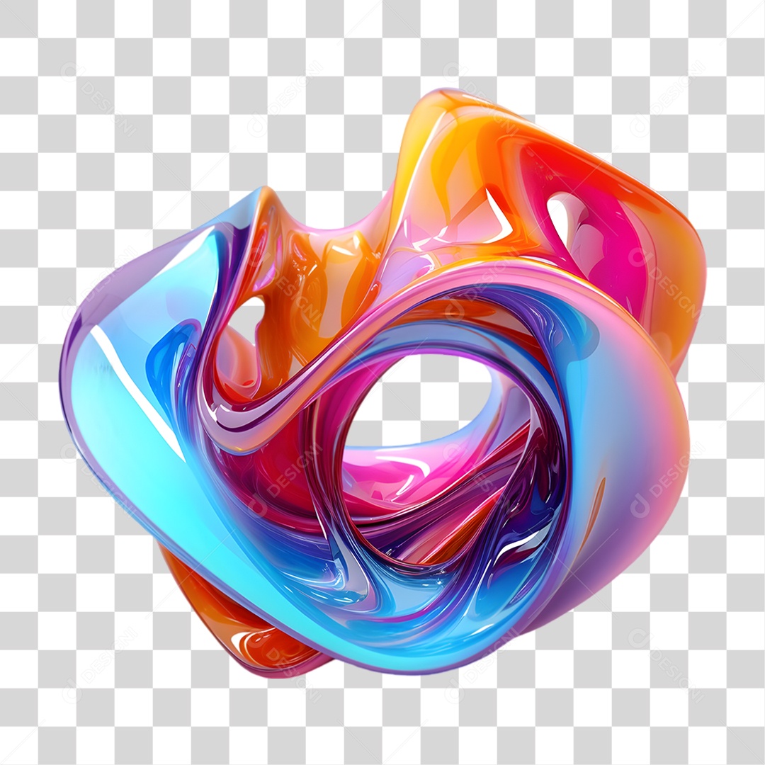 Forma Geométrica Holográfica Fusão de Cores PNG Transparente